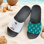 tanie Sandały wakacyjne-Męskie Pantofle Drukuj buty Druk 3D Kapcie na zewnątrz Kapcie plażowe Codzienny Styl plażowy Codzienny Plaża Polichlorek winylu Wodoodporny Wygodny Niepoślizgowy / a Czarny i biały Zielony