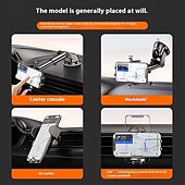 abordables Supports de voiture-Support de téléphone portable ABS pour tableau de bord de voiture - Support pivotant étanche avec ventouse pour clip de navigation multifonction automatique compatible avec les smartphones de taille 4