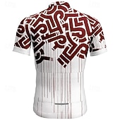 abordables Maillots pour hommes-Men's Cycling Jersey Geometric Short Sleeve Bike Tee Tshirt Jersey with 3 Rear Pockets Mountain Bike MTB Quick Dry Anatomic Design Wicking Breathable Sports Wine Red Black Blue Clothing Apparel