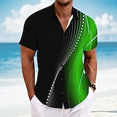 voordelige Geometrisch patroon-Voor heren Geometrisch Overgangskleur Abstracte kunst Overhemd Zomer overhemd Overhemd met knopen Korte mouw Mode-casual Buiten Vakantie Dagelijks gebruik Zomer Strijkijzer 3D-afdrukken Linnenachtig