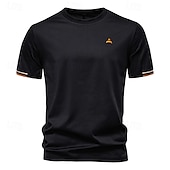 cheap Men&#039;s Casual T-shirts-Men&#039;s T Shirt Henley Shirt Tee Short Sleeve Shirt Short Sleeve Crewneck Summer Plain Fashion Designer Basic Plain Vacation Street Going out Apricot Black White Top Tee for Men