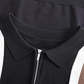 preiswerte Klassisches Poloshirt für Herren-Herren Polo Strick-Polopullover Geschäft Lässig Revers Kurzarm Formell Gestreift Streifen Patchwork Sommer Ganzjahres Schwarz Weiß Grün Polo