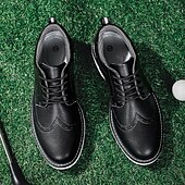 economico Scarpe da Golf da Uomo-scarpe da golf brogue bianche da uomo: resistenti sneakers in similpelle con lacci e dettagli traforati per gli appassionati di golf e sport