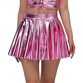levne Spodní části-Retro 80. léta Mini Sukně Disko Lesklý latexový patent Kov Dámské předvečer Všech svatých Karneval Pride Parade Měsíc hrdosti Dospělé Sukně Léto