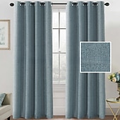 olcso Függönyök és drapériák-Linen tiszta fehér függöny kevert függöny panel készlet blackout len függönyök hálószobába 2 paneles szett 52x84 hüvelyk
