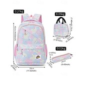 cheap Kids &amp; Teen Backpacks-Girls&#039; 3-Piece Pastel Backpack Set with Lunch Bag and Pencil Case – Lightweight Quilted School Bookbag for Teen Students and Daily Use