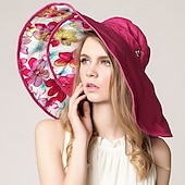 economico Protezione Solare-Cappello da spiaggia estivo da donna con tesa extra large, cappello da sole pieghevole per vacanze all&#039;aperto, viaggio, escursionismo, berretto parasole, elegante con nastro regalo e corda antivento -
