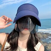 お買い得  帽子-保護マスクと取り外し可能なゴーグル付きのレディース夏用つば広サンハット - UVカットの通気性ポリエステルでハイキング、キャンプ、アウトドアアドベンチャーに最適