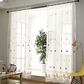 economico Tende trasparenti-2 pz. tenda semitrasparente ricamata di alta qualità in stile anime per soggiorno camera da letto sala da pranzo studio