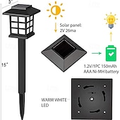 tanie Światła ścieżki i latarnie-Oświetlenie ścieżek solarnych, zewnętrzne oświetlenie dekoracyjne krajobrazu solarnego, automatyczne oświetlenie ścieżek z żarówkami LED do ogrodu, ścieżki, podwórka, trawnika, placu