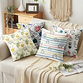 baratos Fronhas de Almofadas de Decoração-Sorriso Feliz Capas de Almofada Decorativas 1PC Almofada Quadrada Macia para Sofá para Quarto Sala de Estar Cadeira