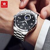 olcso Quartz órák-olevs 2956 férfi karóra luxusmárka kvarc óra divat eredeti nagy számlapú automatikus dátum vízálló holdfázis férfi karóra