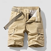 baratos Clássico-Homens Bermuda Cargo Calção Shorts de verão Cintura elástica Bolso multi Bolso com aba Tecido Conforto Vestível Comprimento do joelho Ao ar livre Esporte Diário Moda Casual Preto Azul