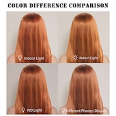 abordables Perruques Synthétiques Sans Bonnet-Perruque Synthétique Droit crépu Lisse naturel Coupe dégradée Séparation profonde Fabriqué à la Machine Perruque 20 pouces A1 Cheveux synthétiques Femmes Au Milieu Classique Confortable Orange