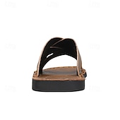 billige Ferietøfler-brune sandaler i imitert skinn med kryssrem – uformelle slip-on sandaler med slitesterk såle, perfekt for hverdagskomfort, ferie og utendørseventyr