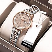 cheap Quartz Watches-Women Quartz Watch Wrist Watch Retro Vintage Rhinestone Wristwatch Luminous Calendar Date Week Waterproof Stainless Steel Watch