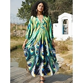billige Kjoler-Halloween Kjoler Kaftan Stolthet Regnbue Fritid Voksne Dame Halloween Karneval Pride-parade Pride måned Enkle Halloween-kostymer Kle deg opp