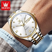 cheap Mechanical Watches-OLEVS Men&#039;s Mechanical Watch, Minimalist Fashion, Automatic Self-Winding, Luminous Date Week, Waterproof Steel Watch