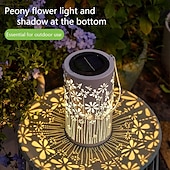 abordables Éclairage paysager-1 lanterne solaire d&#039;extérieur étanche, projection de fleurs et de libellules, éclairage d&#039;ambiance pour jardin, pelouse, paysage