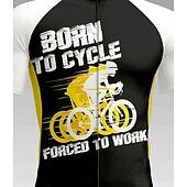 cheap Men&#039;s Jerseys-Men&#039;s Cycling Jersey Graphic Letter &amp; Number Short Sleeve Bike Tee Tshirt Top with 3 Rear Pockets UV Resistant Quick Dry Front Zipper Reflective Strips Sports Black Clothing Apparel