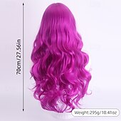 cheap Party Wigs-Synthetic Wig Wavy Bouncy Curl Layered Haircut Neat Bang Machine Made Wig 28 inch A1 Synthetic Hair Women&#039;s Classic Color Gradient Highlighted / Balayage Hair Purple