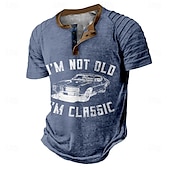 cheap Funny Words-Men&#039;s Car Letter Henley Shirt Raglan T Shirt Short Sleeve T shirt Henley Shirt Fashion Daily Designer Vacation Street Casual Black Blue Green Summer Spring Clothing Apparel S M L XL XXL XXXL