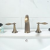 economico Rubinetti per lavandino bagno-Rubinetto per lavabo - Ampia diffusione Ottone Antico / Nichel spazzolato / Galvanizzato Rubinetto a tre fori Due maniglie tre foriBath Taps