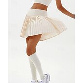 cheap Women&#039;s Skirts &amp; Skorts-US Open Women&#039;s Tennis Skirts Tennis Skirts with Shorts Pleated Side Pockets Breathable Tennis Golf Pickleball Patchwork Solid Colored Bottoms Black White Pink Tennis Clothing