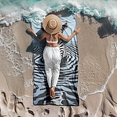 economico set di asciugamani da spiaggia-telo mare stampato, telo mare leggero e anti-sabbia ad asciugatura rapida, ideale per viaggi, piscina e uso all&#039;aperto