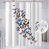 cheap Shower Curtains-Shower Curtain with Hooks 180cm*180cm(70&quot;*70&quot;) Polyester Washable Waterproof Pattern Bathroom Bathtub Decor Vintage Butterfly