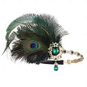 billige Tilbehør og mer-1920-tallet Den store Gatsby Flapperpannebånd i 1920-stil Den store Gatsby Fjær Kontor / Bedrift Glitrende glitter Krystall / Rhinstein Kostyme Dame Karneval Valentinsdag Maskerade Festkveldsklær