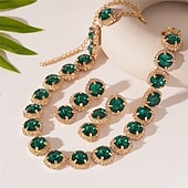 economico Parure di gioielli-Set di Gioielli Completo Due Pezzi Argento Zirconia Cubica Cromo 1 Collana Orecchini Moda Femminile Elegante Vintage Carino Stile Vintage Classico Set di Gioielli Geometrici per Matrimonio Fête