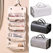 cheap Jewelry &amp; Cosmetic Storage-Leather Travel Cosmetic Bag Large Capacity Portable Women Makeup Case Waterproof Toiletry Makeup Organizer Storage Bag Foldable 4 In 1 Travel Toiletry Bag Cosmetics Storage Bag