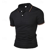 preiswerte Klassisches Poloshirt für Herren-Herren Golfshirt Golf Poloshirts Arbeit Lässig Revers Kurzarm Basic Modern Einfach Patchwork Knöpfe Sommer Normale Passform Meerblau Schwarz Weiß Marineblau Golfshirt