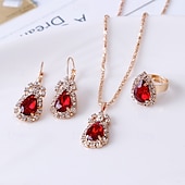 baratos Presentes-Conjunto de joias para presente para mulheres, colar elegante, brincos, anel em caixa de presente, presente perfeito para mãe, esposa, namorada, dia das mães, dia dos namorados, natal, aniversário