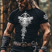 economico Magliette vintage-Per uomo Vichingo Maglietta Manica Corta maglietta Stampa 3D Girocollo Camicia Moda Quotidiano Essenziale Streetwear Casuale Quotidiano Nero 1 Nero Nero 2 Estate Primavera Tutte le stagioni