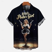 preiswerte Oberteile-Bluse / Hemd Retro Poster Retro-Mädchen Grafik Für Herren Erwachsene Maskerade 3D-Druck Urlaub Party