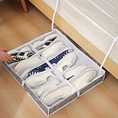 ieftine Depozitare Haine-depozitare pantofi sub pat țesătură recipiente pliabile pentru pantofi sub pat organizator pentru depozitare pantofi, se potrivește în total 6 perechi, depozitare pantofi sub pat cu transparent