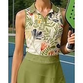 cheap Women&#039;s Tennis Set-US Open Women&#039;s Sport Shirt Sports Set Tennis Set Tennis Shirt 2 Pieces Sleeveless Print Breathable Tennis Golf Badminton Polo Collar Skirt Green Tennis Clothing