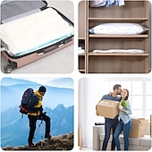 abordables almacenamiento de equipaje y viajes-Bolsas de vacío reutilizables para ropa, edredones, ropa de cama, colchas y abrigos, con cierre de cremallera, para viaje, 10 unidades