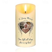 abordables Regalo conmemorativo-Vela LED conmemorativa personalizada, foto personalizada, regalos de condolencia por la pérdida de seres queridos, vela con alas de ángel, elegante luz de recuerdo para dormitorio, decoración del