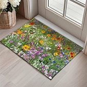 economico Zerbini-Tappeto Decorativo a Fiori Multicolore Tappetino per Cucina Antiscivolo Tappeto a Prova d'Olio Tappeto per Interni Esterni Decorazione per Camera da Letto Bagno Tappeto d'Entrata