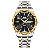 economico Orologi al quarzo-Orologio da Uomo alla Moda al Quarzo Quadrante Digitale a Rombo Doppio Calendario Luminoso Orologio Impermeabile in Acciaio con Decorazione di Strass Orologio da Affari
