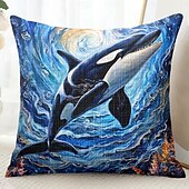billige dyrestil-Havdyr dekorative kasteputer trekk 1PC mykt firkantet couch putevinkel putevar soverom stue sofa stol Orcinus orca