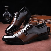 baratos Formal-sapatos oxford masculinos de couro envernizado preto e marrom – sapatos elegantes para banquetes e bailes de formatura para eventos formais