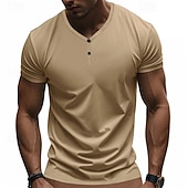 cheap Casual Henley Tee-Men&#039;s T Shirt Henley Shirt Tee Short Sleeve Shirt Short Sleeve V Neck Summer Plain Fashion Designer Basic Plain Vacation Street Going out claret Black Royal Blue Top Tee for Men