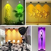abordables Lumières de rondelle-Lot de 2 spots muraux colorés RVB à intensité variable, éclairage mural avec télécommande, batterie rechargeable USB, éclairage d&#039;ambiance réglable et couleur variable