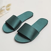 olcso Otthoni papucsok-Női Szatén Papucs Lapossarkú Nyitott Orrú Puha Slip-on Selyem Papucs Házi Papucs