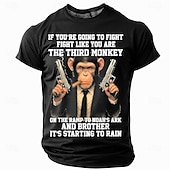 お買い得  メンズおもしろTシャツ-メンズショートスリーブグラフィックTシャツ &#039;ノアの方舟の三番目の猿のように戦え&#039; ユーモラスライフスタイル