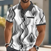 economico Polo geometrica da uomo-Per uomo Astratto Geometrico Polo Manica Corta Magliette polo Camicie con Colletto Business Casual All&#039;aperto Athleisure Abbigliamento quotidiano Bottoni Tasca Stampa 3D Estate Blu Viola Verde